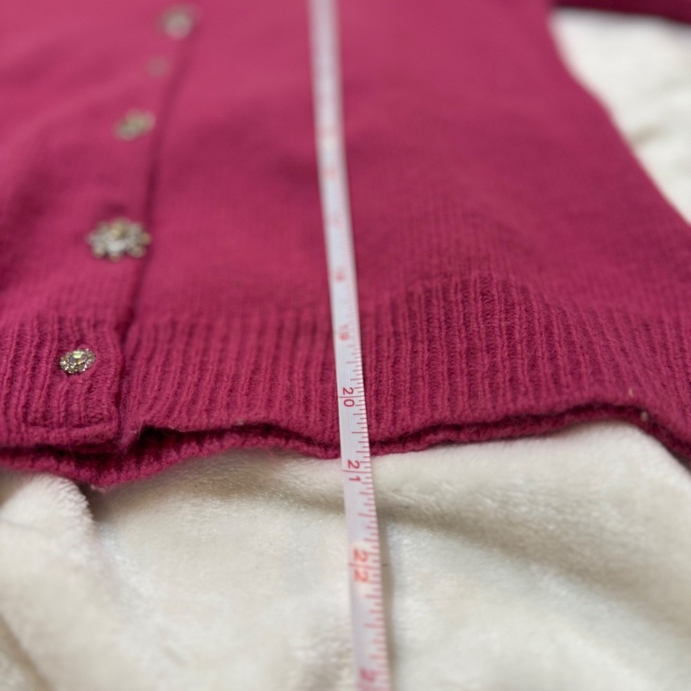 Vintage Tangentis Hot Pink Angora Blend Rhinestone Button Cardigan Womens Small - Picture 6 of 8